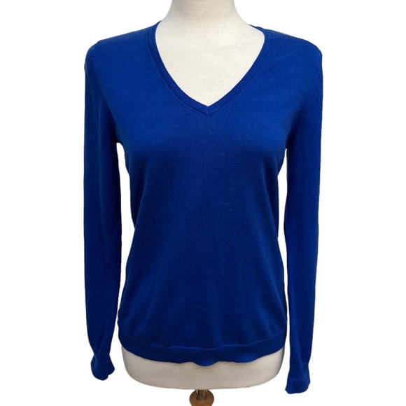 ESPRIT Essentials By Esprit Blue V Neck Sweater Women’s Large - Picture 1 of 7